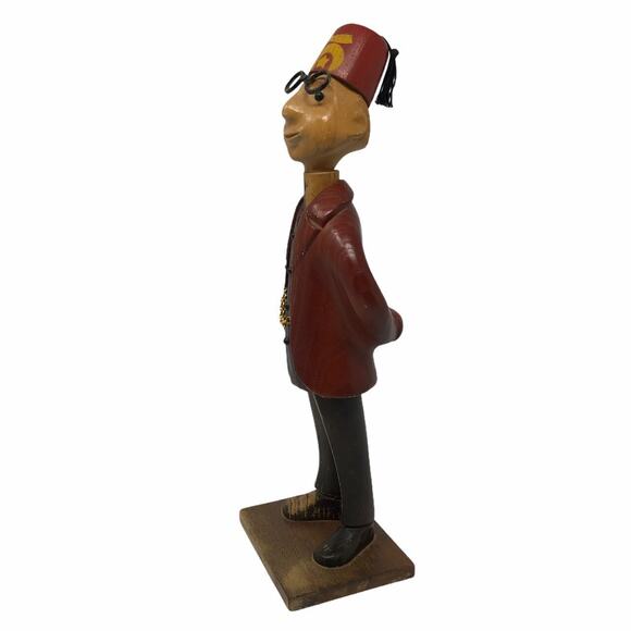 Romer Cormano Shriner Man Wood Hand Carved Italian ANRI Statue Figurine Vintage - Picture 8 of 10